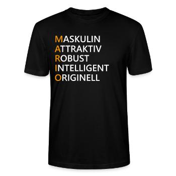 Mario Name Geschenk - Stanley/Stella Unisex Bio-T-Shirt CRAFTER - Schwarz - Vorne - Alina (178cm) & Michal (187cm)