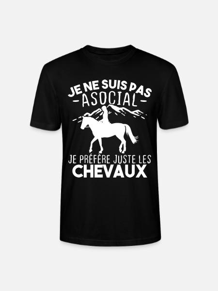Je préfère juste les chevaux - T-shirt bio CRAFTER Stanley Stella Unisexe - noir