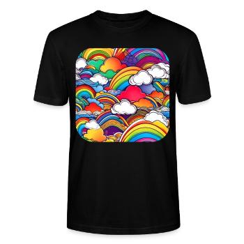 Arcs-en-ciel de bonne humeur avec des nuages - T-shirt bio CRAFTER Stanley Stella Unisexe - noir - Devant - Alina (178cm) & Michal (187cm)