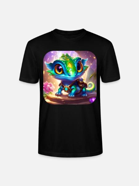 Cute Little Fantasy Lizard - Stanley/Stella CRAFTER Unisex Organic T-Shirt - black