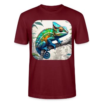 Caméléon camouflage cool - T-shirt bio CRAFTER Stanley Stella Unisexe - bordeaux - Devant - Alina (178cm) & Michal (187cm)