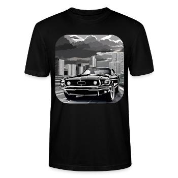 Rallye Turbo de voiture de drift vintage - T-shirt bio CRAFTER Stanley Stella Unisexe - noir - Devant - Alina (178cm) & Michal (187cm)