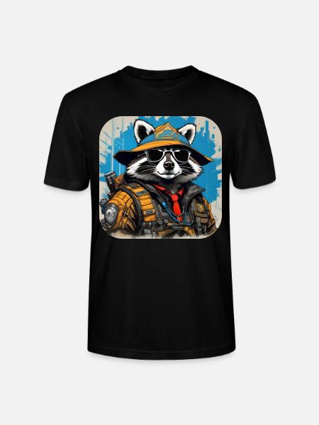 Cooler Cyberspace Waschbär - Stanley/Stella Unisex Bio-T-Shirt CRAFTER - Schwarz