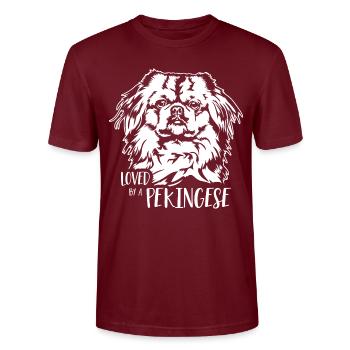 Aimé par un chien pékinois Chien Dire Wilsigns - T-shirt bio CRAFTER Stanley Stella Unisexe - bordeaux - Devant - Alina (178cm) & Michal (187cm)