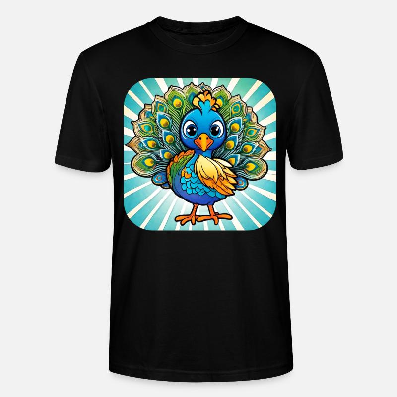 Paon mignon I - T-shirt bio CRAFTER Stanley Stella Unisexe - noir