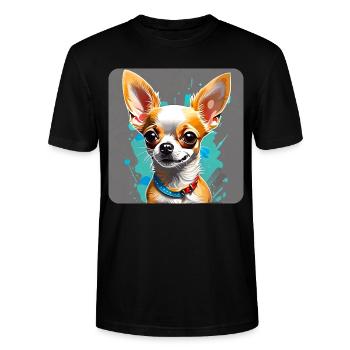 Mignon petit chien chihuahua dans un style comique - T-shirt bio CRAFTER Stanley Stella Unisexe - noir - Devant - Alina (178cm) & Michal (187cm)