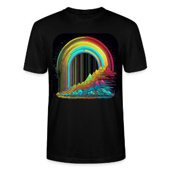 Montagnes à motif psychédélique avec arc-en-ciel - T-shirt bio CRAFTER Stanley Stella Unisexe - noir - Devant - Alina (178cm) & Michal (187cm)