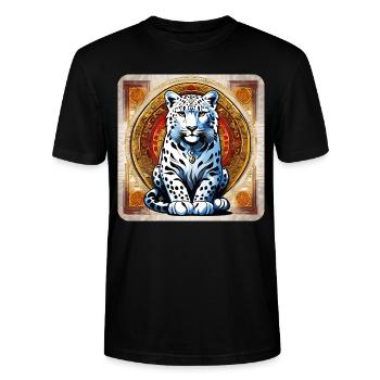 Motif mystique Mystérieux léopard des neiges - T-shirt bio CRAFTER Stanley Stella Unisexe - noir - Devant - Alina (178cm) & Michal (187cm)