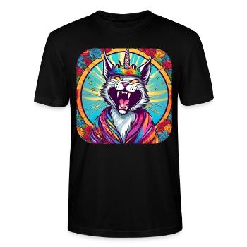 Chat licorne fou - T-shirt bio CRAFTER Stanley Stella Unisexe - noir - Devant - Alina (178cm) & Michal (187cm)