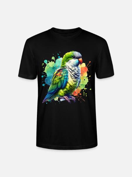 Monk Parakeet Gift - Stanley/Stella CRAFTER Unisex Organic T-Shirt - black