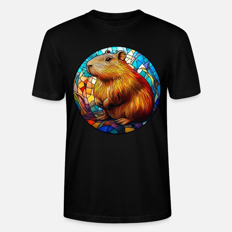 Mosaique Vitrail Capybara - T-shirt bio CRAFTER Stanley Stella Unisexe - noir