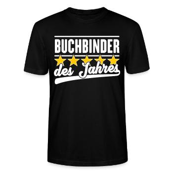 Buchbinder des Jahres - Stanley/Stella Unisex Bio-T-Shirt CRAFTER - Schwarz - Vorne - Alina (178cm) & Michal (187cm)