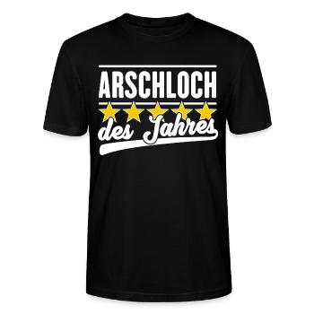 Arschloch des Jahres - Stanley/Stella Unisex Bio-T-Shirt CRAFTER - Schwarz - Vorne - Alina (178cm) & Michal (187cm)
