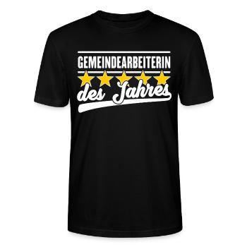 Gemeindearbeiterin des Jahres - Stanley/Stella Unisex Bio-T-Shirt CRAFTER - Schwarz - Vorne - Alina (178cm) & Michal (187cm)