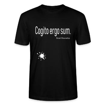 Cogito ergo sum. René Descates - Stanley/Stella CRAFTER Unisex Organic T-Shirt - black - Front - Alina (178cm) & Michal (187cm)
