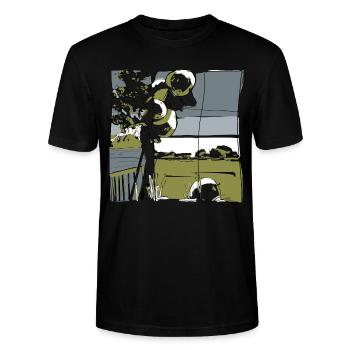 Sniff autumn air - Stanley/Stella CRAFTER Unisex Organic T-Shirt - black - Front - Alina (178cm) & Michal (187cm)