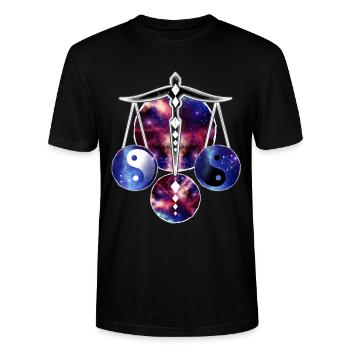 Libra - Waage Sternzeichen bunt - Stanley/Stella Unisex Bio-T-Shirt CRAFTER - Schwarz - Vorne - Alina (178cm) & Michal (187cm)