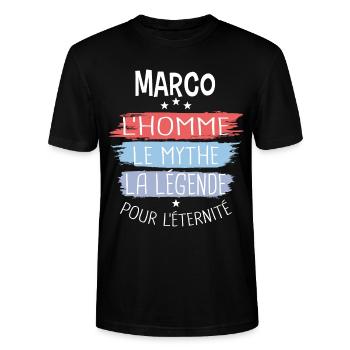 Marco l'homme le mythe la légende - T-shirt bio CRAFTER Stanley Stella Unisexe - noir - Devant - Alina (178cm) & Michal (187cm)