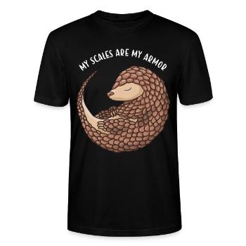My Scales Are My Armor Pangolin - Stanley/Stella Unisex Bio-T-Shirt CRAFTER - Schwarz - Vorne - Alina (178cm) & Michal (187cm)