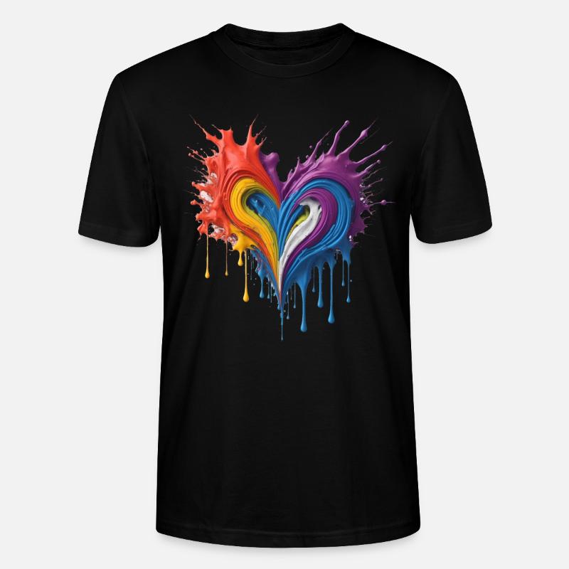 Sensation Bunt Herz 3D - Stanley/Stella Unisex Bio-T-Shirt CRAFTER - Schwarz
