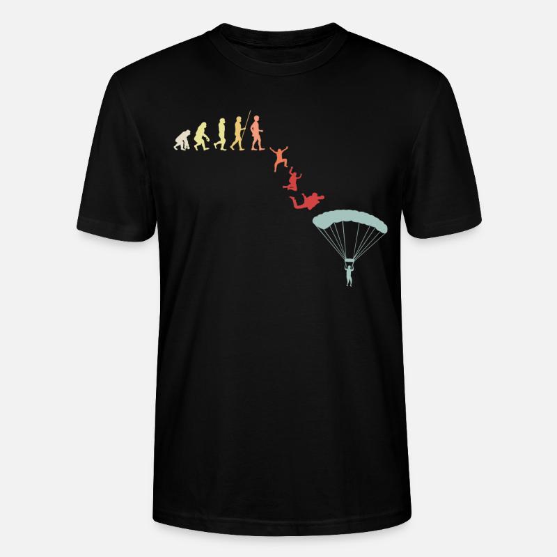 Parachutist Paraglider Evolution Retro - Stanley/Stella CRAFTER Unisex Organic T-Shirt - black