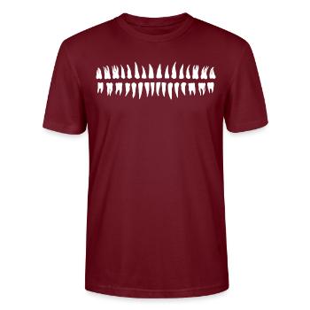 Teeth Dentures Dentist Dental Appointment Practice - Stanley/Stella CRAFTER Unisex Organic T-Shirt - burgundy - Front - Alina (178cm) & Michal (187cm)