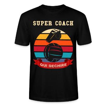 Super Coach Qui Déchire Volley Homme Femme - T-shirt bio CRAFTER Stanley Stella Unisexe - noir - Devant - Alina (178cm) & Michal (187cm)