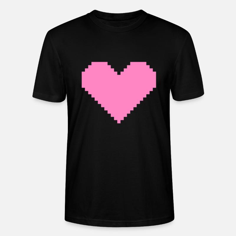 Herz Pixel Rosa - Stanley/Stella Unisex Bio-T-Shirt CRAFTER - Schwarz