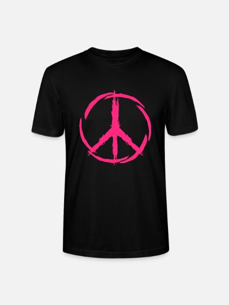 Peace symbol pink peace freedom - Stanley/Stella CRAFTER Unisex Organic T-Shirt - black
