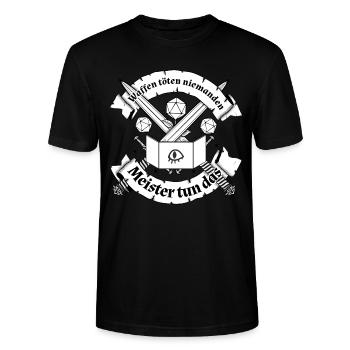 pen and paper waffen töten nicht - Stanley/Stella Unisex Bio-T-Shirt CRAFTER - Schwarz - Vorne - Alina (178cm) & Michal (187cm)