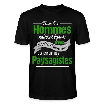 Men and landscapers - Stanley/Stella CRAFTER Unisex Organic T-Shirt - black - Front - Alina (178cm) & Michal (187cm)