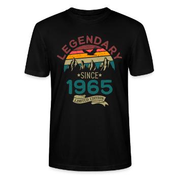 Jahrgang 1965 Geburtstag Legendär seit 1965 - Stanley/Stella Unisex Bio-T-Shirt CRAFTER - Schwarz - Vorne - Alina (178cm) & Michal (187cm)