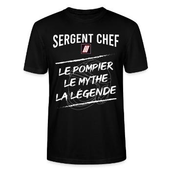 Sergent Chef pompier - T-shirt bio CRAFTER Stanley Stella Unisexe - noir - Devant - Alina (178cm) & Michal (187cm)