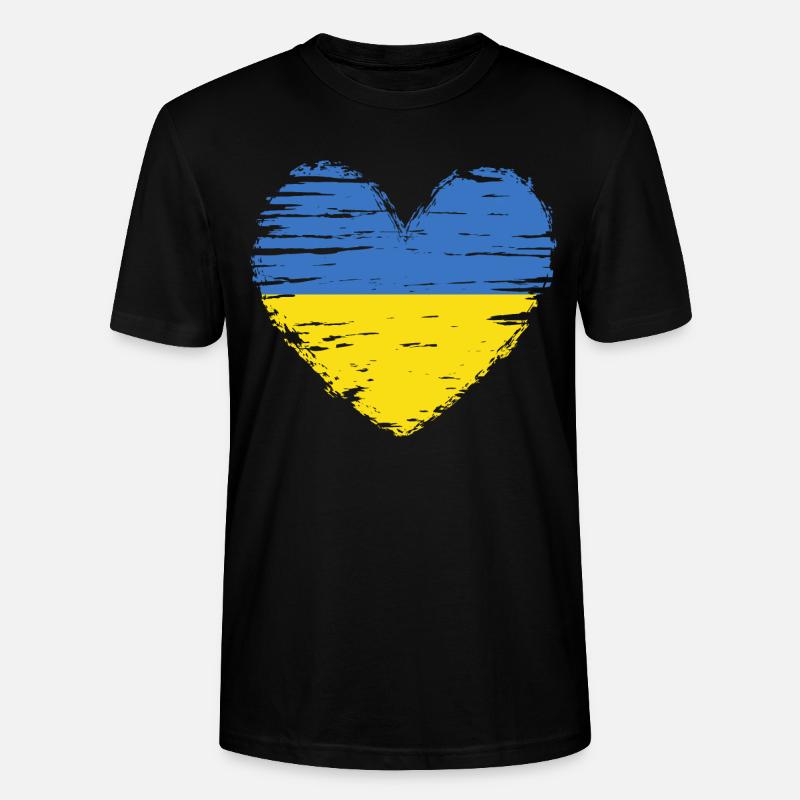 Ukraine coeur drapeau blason - T-shirt bio CRAFTER Stanley Stella Unisexe - noir
