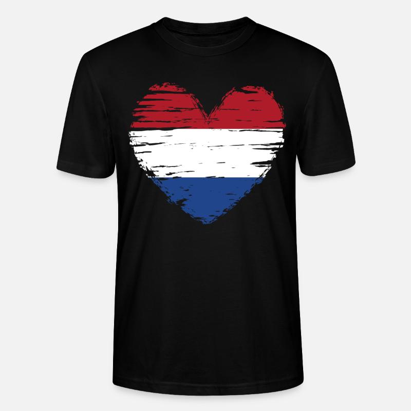 Pays-Bas coeur drapeau drapeau blason - T-shirt bio CRAFTER Stanley Stella Unisexe - noir