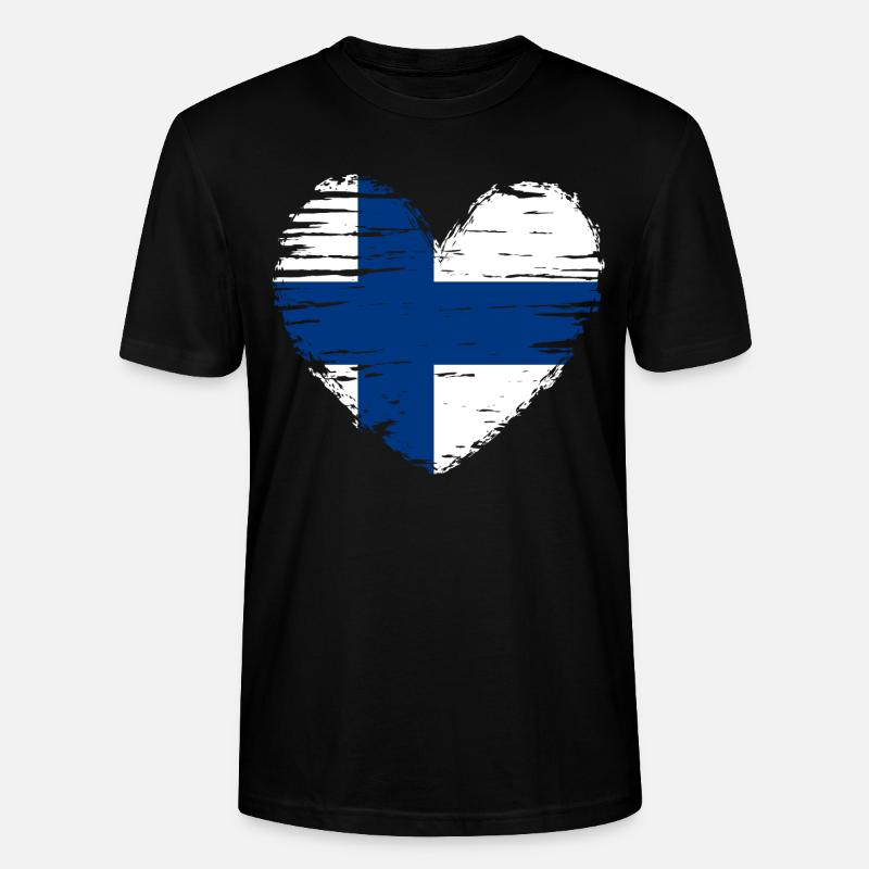Finlande coeur drapeau blason - T-shirt bio CRAFTER Stanley Stella Unisexe - noir