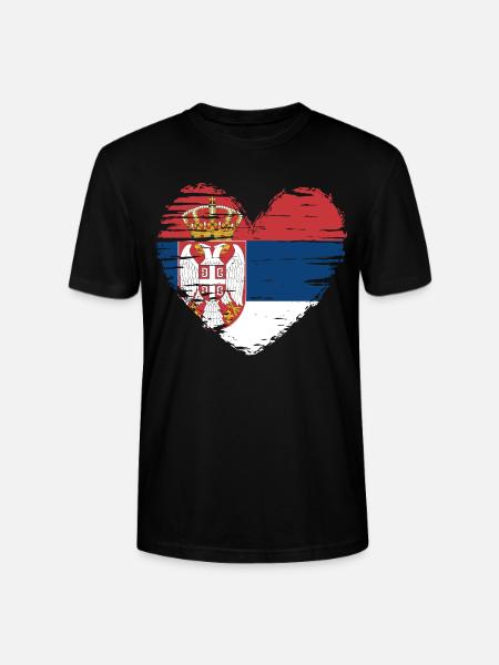 Serbie coeur drapeau blason - T-shirt bio CRAFTER Stanley Stella Unisexe - noir