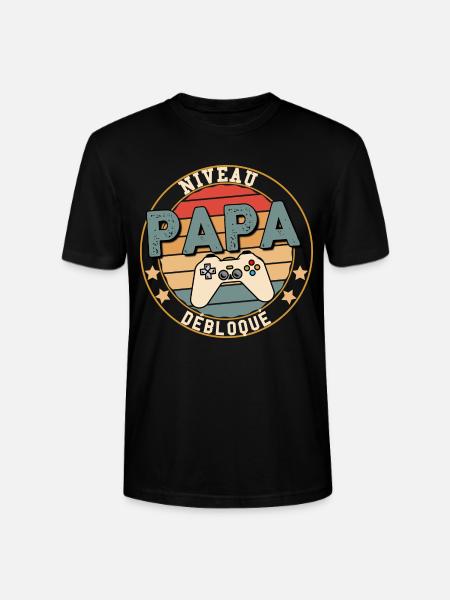 Papa Cadeau Naissance Jeu Vidéos Père et Bébé - T-shirt bio CRAFTER Stanley Stella Unisexe - noir