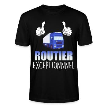 Routier exceptionnnel - T-shirt bio CRAFTER Stanley Stella Unisexe - noir - Devant - Alina (178cm) & Michal (187cm)