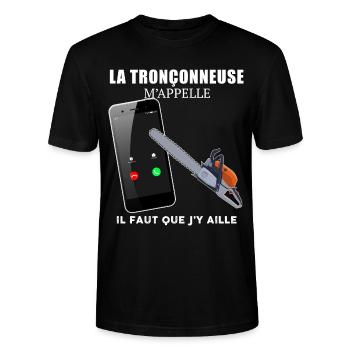La Tronçonneuse M'Appelle Cadeau Homme - T-shirt bio CRAFTER Stanley Stella Unisexe - noir - Devant - Alina (178cm) & Michal (187cm)