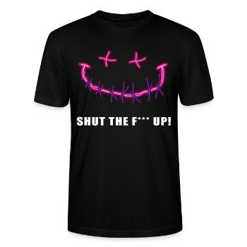 Shut the F*** Up - Stanley/Stella Unisex Bio-T-Shirt CRAFTER - Schwarz - Vorne - Alina (178cm) & Michal (187cm)