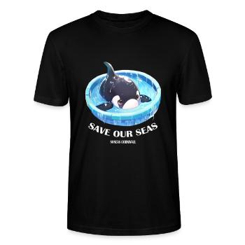 Captive Orca Print - Stanley/Stella CRAFTER Unisex Organic T-Shirt - black - Front - Alina (178cm) & Michal (187cm)