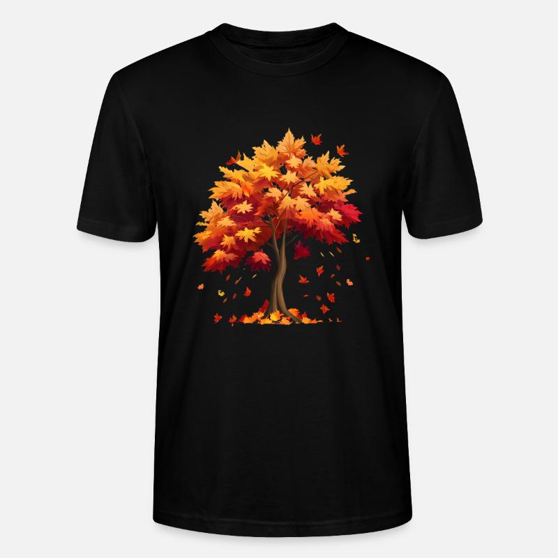 Herbst Herbstblätter fallen vom Baum - Stanley/Stella Unisex Bio-T-Shirt CRAFTER - Schwarz