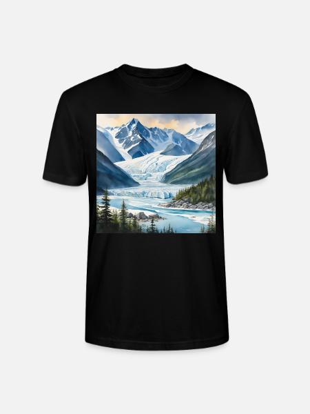 Glacier, Ice, Landscape, Alaska - Stanley/Stella CRAFTER Unisex Organic T-Shirt - black