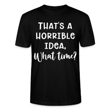 Schreckliche Idee - Stanley/Stella Unisex Bio-T-Shirt CRAFTER - Schwarz - Vorne - Alina (178cm) & Michal (187cm)