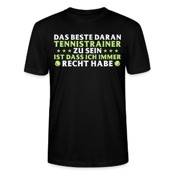 Tennis Trainer hat immer recht Tennistrainer - Stanley/Stella Unisex Bio-T-Shirt CRAFTER - Schwarz - Vorne - Alina (178cm) & Michal (187cm)
