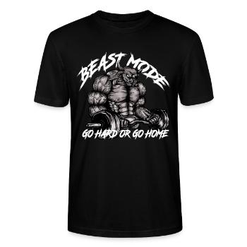 Gym Bull - Beast Mode - Stanley/Stella Unisex Bio-T-Shirt CRAFTER - Schwarz - Vorne - Alina (178cm) & Michal (187cm)