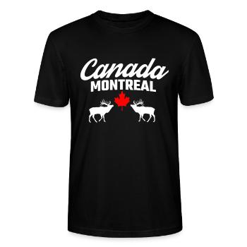 Canada Montréal - T-shirt bio CRAFTER Stanley Stella Unisexe - noir - Devant - Alina (178cm) & Michal (187cm)