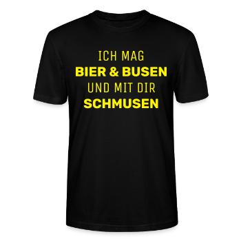 ICH MAG BIER UND BUSEN UND MIT DIR SCHMUSEN - Stanley/Stella Unisex Bio-T-Shirt CRAFTER - Schwarz - Vorne - Alina (178cm) & Michal (187cm)
