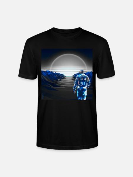 Cyber Sunset gray blue - Futuristic - Stanley/Stella CRAFTER Unisex Organic T-Shirt - black